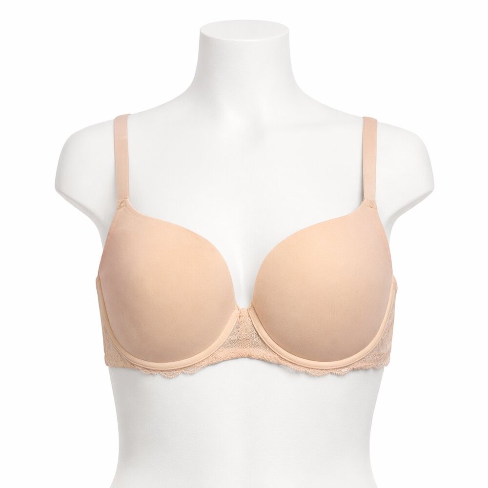32DDD Natori Underwire T-Shirt Bra Lace Trim Nude Beige